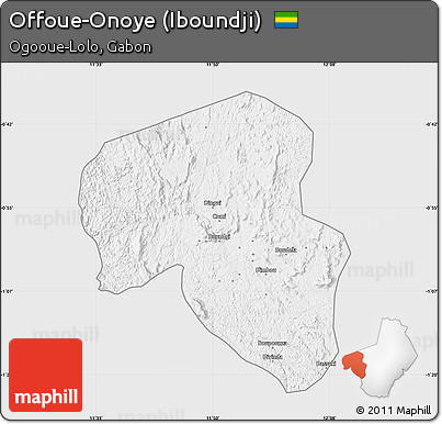 Silver Style Map of Offoue-Onoye (Iboundji), single color outside