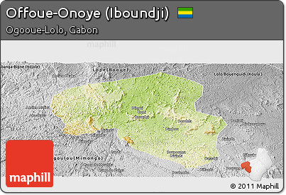 Physical Panoramic Map of Offoue-Onoye (Iboundji), desaturated