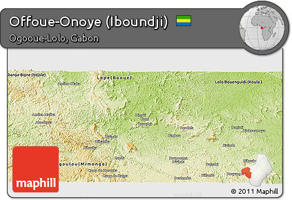Physical Panoramic Map of Offoue-Onoye (Iboundji)