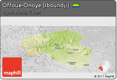 Physical Panoramic Map of Offoue-Onoye (Iboundji), lighten, desaturated