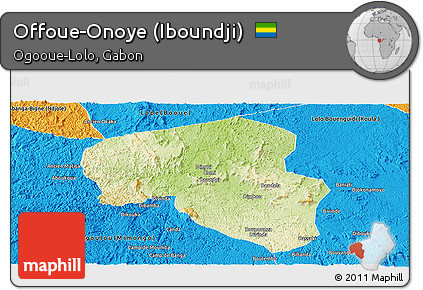 Physical Panoramic Map of Offoue-Onoye (Iboundji), political outside