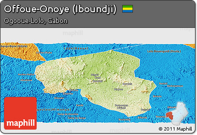 Physical Panoramic Map of Offoue-Onoye (Iboundji), political outside