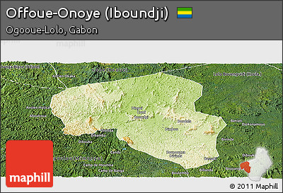 Physical Panoramic Map of Offoue-Onoye (Iboundji), satellite outside