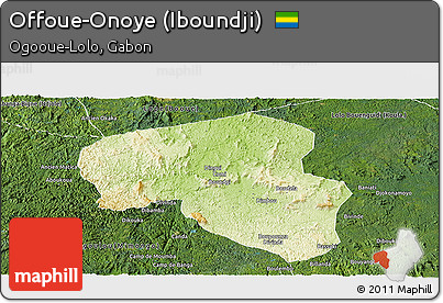 Physical Panoramic Map of Offoue-Onoye (Iboundji), satellite outside