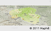 Physical Panoramic Map of Offoue-Onoye (Iboundji), semi-desaturated