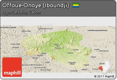 Physical Panoramic Map of Offoue-Onoye (Iboundji), shaded relief outside