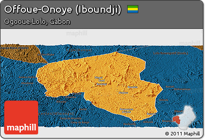 Political Panoramic Map of Offoue-Onoye (Iboundji), darken