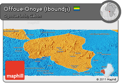 Political Panoramic Map of Offoue-Onoye (Iboundji)