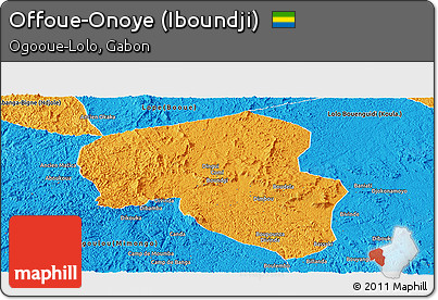 Political Panoramic Map of Offoue-Onoye (Iboundji)