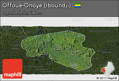 Satellite Panoramic Map of Offoue-Onoye (Iboundji), darken