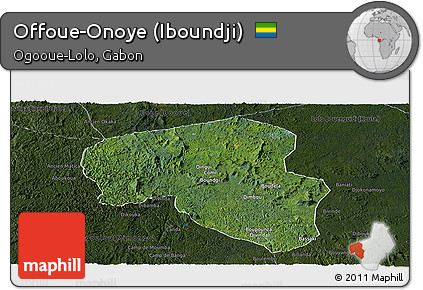 Satellite Panoramic Map of Offoue-Onoye (Iboundji), darken