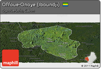 Satellite Panoramic Map of Offoue-Onoye (Iboundji), darken