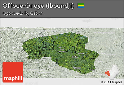 Satellite Panoramic Map of Offoue-Onoye (Iboundji), lighten