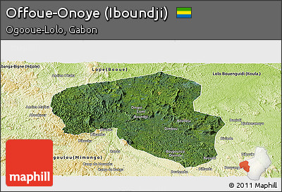 Satellite Panoramic Map of Offoue-Onoye (Iboundji), physical outside