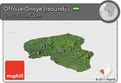 Satellite Panoramic Map of Offoue-Onoye (Iboundji), single color outside