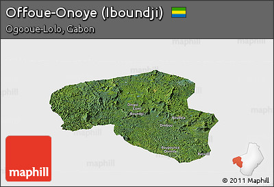 Satellite Panoramic Map of Offoue-Onoye (Iboundji), single color outside