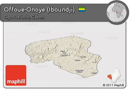Shaded Relief Panoramic Map of Offoue-Onoye (Iboundji), cropped outside