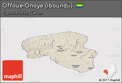 Shaded Relief Panoramic Map of Offoue-Onoye (Iboundji), cropped outside