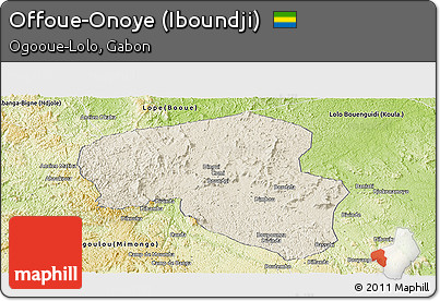 Shaded Relief Panoramic Map of Offoue-Onoye (Iboundji), physical outside