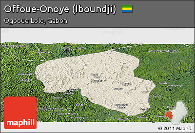 Shaded Relief Panoramic Map of Offoue-Onoye (Iboundji), satellite outside