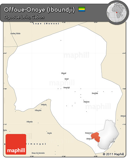 Classic Style Simple Map of Offoue-Onoye (Iboundji)