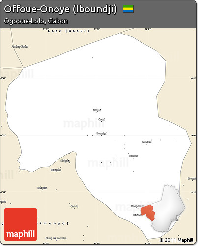 Classic Style Simple Map of Offoue-Onoye (Iboundji)