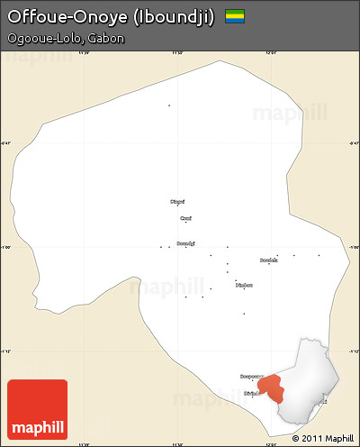 Classic Style Simple Map of Offoue-Onoye (Iboundji), single color outside