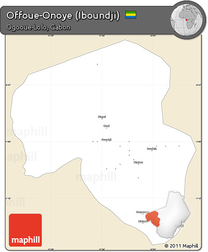 Classic Style Simple Map of Offoue-Onoye (Iboundji), single color outside