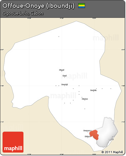 Classic Style Simple Map of Offoue-Onoye (Iboundji), single color outside