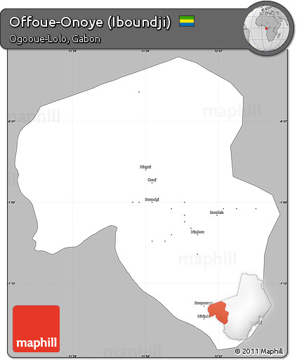 Gray Simple Map of Offoue-Onoye (Iboundji), single color outside