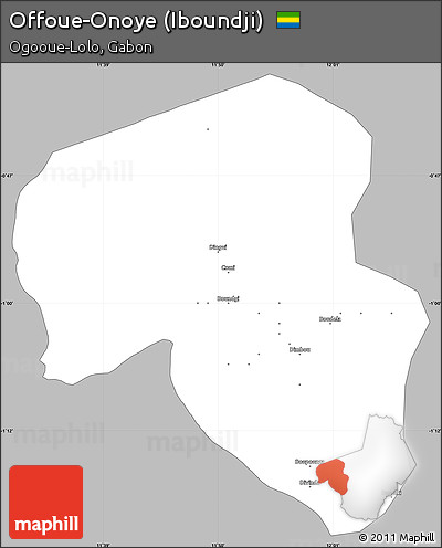 Gray Simple Map of Offoue-Onoye (Iboundji), single color outside
