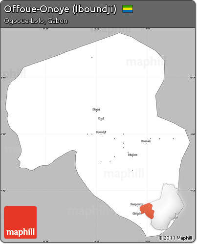 Gray Simple Map of Offoue-Onoye (Iboundji), single color outside