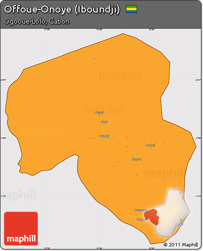 Political Simple Map of Offoue-Onoye (Iboundji), cropped outside