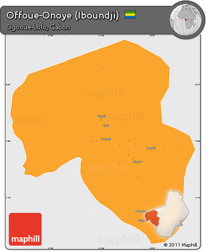 Political Simple Map of Offoue-Onoye (Iboundji), single color outside