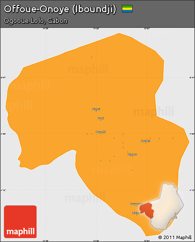 Political Simple Map of Offoue-Onoye (Iboundji), single color outside