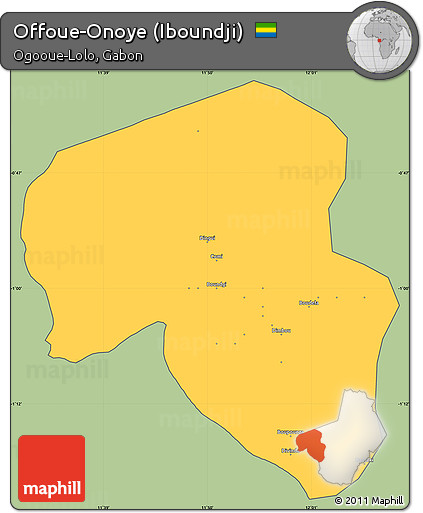 Savanna Style Simple Map of Offoue-Onoye (Iboundji), cropped outside