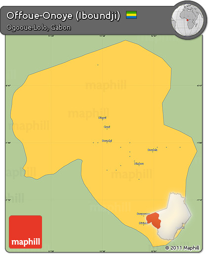 Savanna Style Simple Map of Offoue-Onoye (Iboundji), single color outside