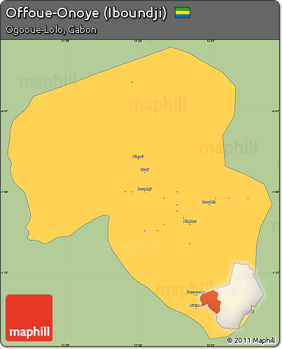 Savanna Style Simple Map of Offoue-Onoye (Iboundji), single color outside