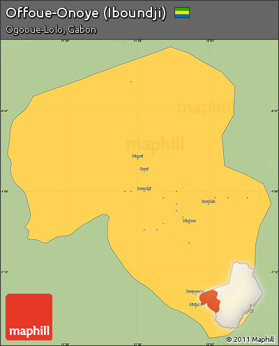 Savanna Style Simple Map of Offoue-Onoye (Iboundji), single color outside