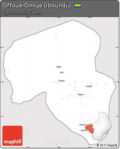 Silver Style Simple Map of Offoue-Onoye (Iboundji), cropped outside