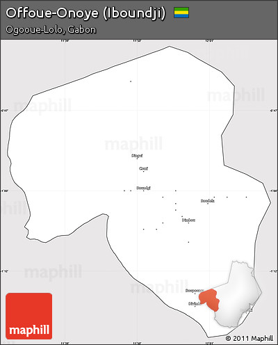 Silver Style Simple Map of Offoue-Onoye (Iboundji), cropped outside