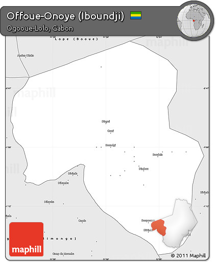 Silver Style Simple Map of Offoue-Onoye (Iboundji)