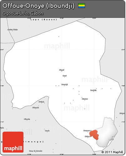 Silver Style Simple Map of Offoue-Onoye (Iboundji)