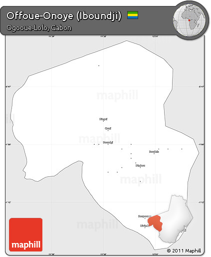 Silver Style Simple Map of Offoue-Onoye (Iboundji), single color outside