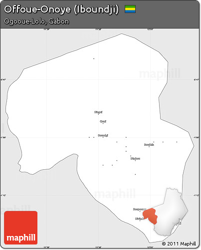 Silver Style Simple Map of Offoue-Onoye (Iboundji), single color outside