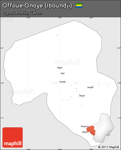 Silver Style Simple Map of Offoue-Onoye (Iboundji), single color outside