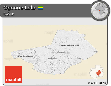 Classic Style Panoramic Map of Ogooue-Lolo, single color outside
