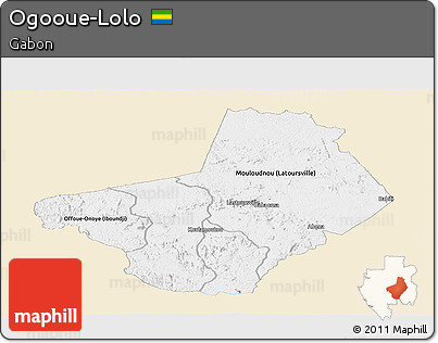 Classic Style Panoramic Map of Ogooue-Lolo, single color outside