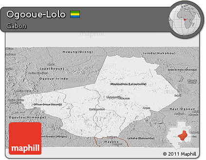 Gray Panoramic Map of Ogooue-Lolo