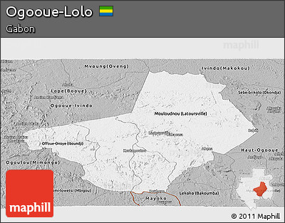 Gray Panoramic Map of Ogooue-Lolo